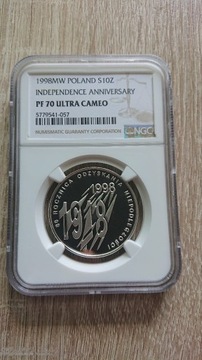 10zł.1998r.Odzyskanie Niepodległości-NGC PF70