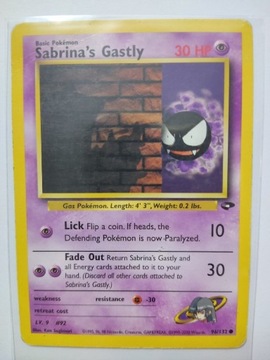 Sabrina's Gastly stan 2/6 Gym Challenge 96/132 Pokemon karta 1999