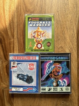 3 gry na ZX Spectrum - Winter Games, Bobsleigh, Football Manager