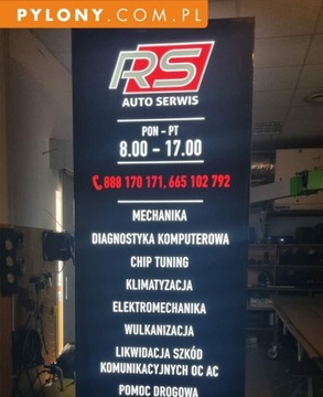 Pylon reklamowy LED  3 m / Serwis Aut / PRODUCENT 