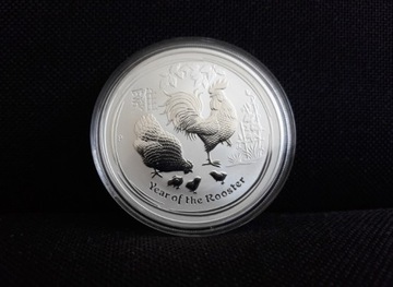 1oz Rok Koguta 2017, Perth Mint srebro, mennicza