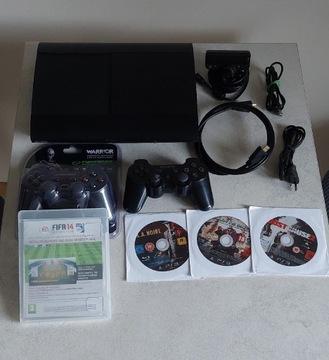 Konsola PlayStation PS3 500Gb 2 pady kamera kable gry