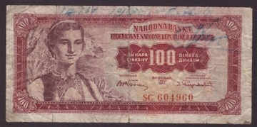 JUGOSŁAWIA 100 DINARA 1955