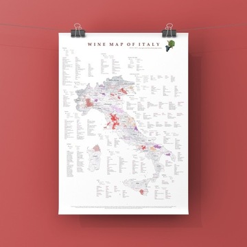 Wino Włochy regiony winiarskie 50x70 cm plakat 
