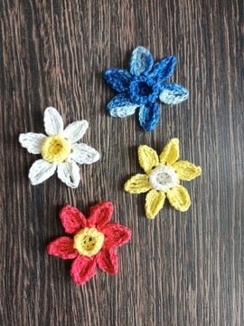 Kwiatki kolorowe na szydełku kordonek zestaw 