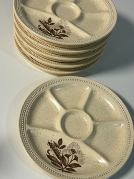 Talerze ceramika podzielone Fondue komplet 6 szt