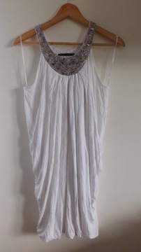 Sukienka letnia biała korale 42/44 XL/XXL M&S
