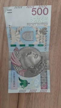Banknot 500 PLN Seria AA