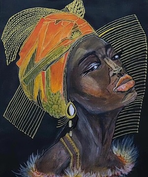 Obraz Afrykanka, malowany ręcznie