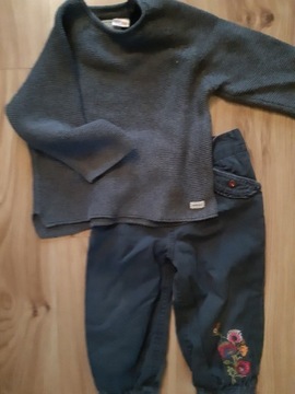 Komplet zestaw Sweter Zara spodnie H&M  80-86 