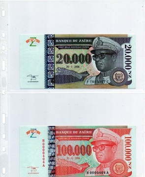 ZAIR 1996 UNC - 2 banknoty