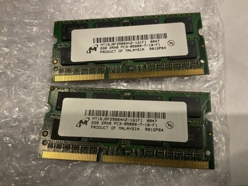 RAM do Laptopa DDR3 SODIMM 8500S 2x2GB łącznie 4GB