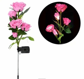 Róża różowa LED x5 solar