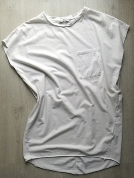Długi biały t-shirt Zara tunika oversize