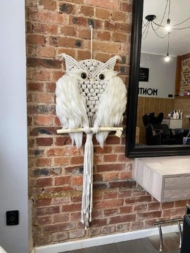 Sowa OWL macrama handmade rękodzieło 