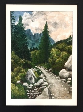 Obraz ręcznie malowany - Krajobraz górski 50x70