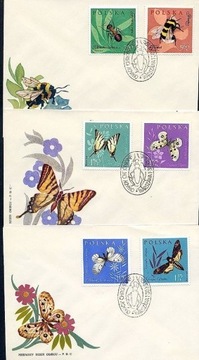FDC 1961 r., Fi 1132-1143, 12 znaczków, 6 kopert.