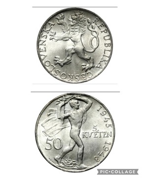Czechosłowacja - 50 koron 1948 srebro