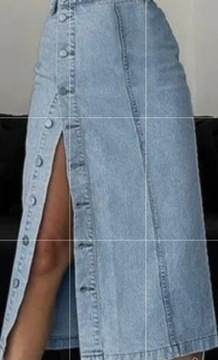 Spódnica jeansowa długa z guzikami 