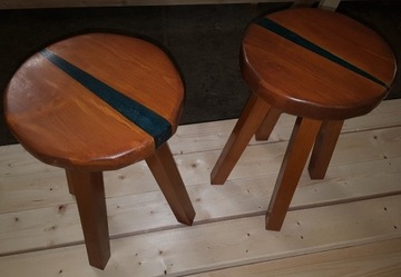 Taboret / stoliczek / stołek drewno + żywica epoks