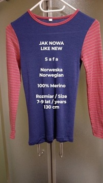 SAFA Dziecięca bluza, 100% Merino, 130 cm, 7-9 lat