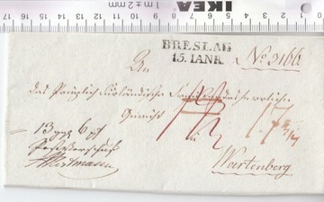 Niemcy BRESLAU List koperta dokument lakowany 1818