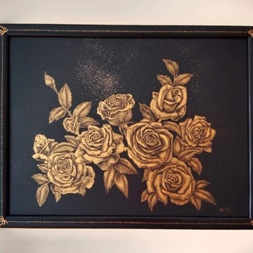 Obraz akrylowy "Złote Róże" 30cm x 40cm