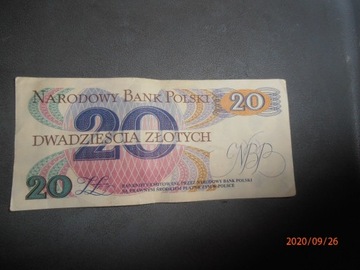 banknot 20 zł. z 1982r.R.Traugutt 