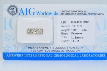 Damenty 1.09 ct , AIG certyfikat 