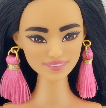 Kolczyki biżuteria dla lalki Barbie jasnoróżowe