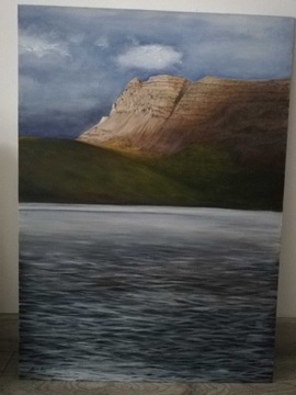 Autorski obraz olejny na płycie 50 x 70 cm pejzaż 