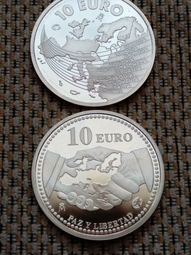 Srebro, Hiszpania, 10 euro-2004,2005r.