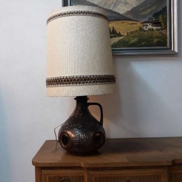 Lampa stołowa ceramiczna W. Germany abażur vintage