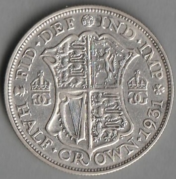 Wielka Brytania 1/2 korony 1931 - Jerzy V - srebro