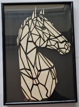 Dekor geometryczny koń drewniane płytki z ramką