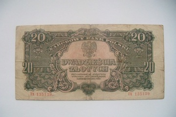 POLSKA Banknot 20 zł.  1944 r.seria TX