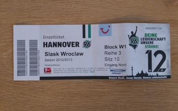 Bilet Hannover 96 - Śląsk Wrocław 2012-13