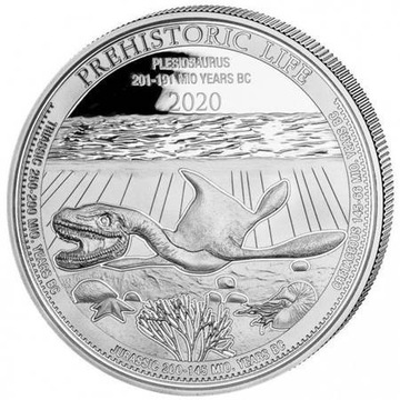 Srebrna Moneta Plezjozaur 1 uncja Congo 2020