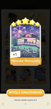 MONOPOLY GO! naklejka karta 5* melodie monopoly 