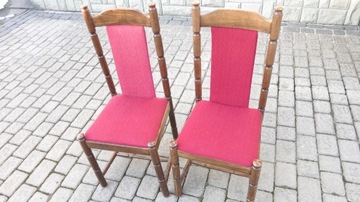 Krzesła z drzewa - tapicerowane w bdb stanie 