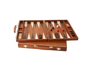 Gra planszowa tryktrak backgammon nardy mahoniowy kuferek 38cm prezent