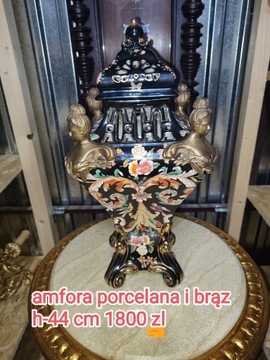 Amfora porcelana i brąz 