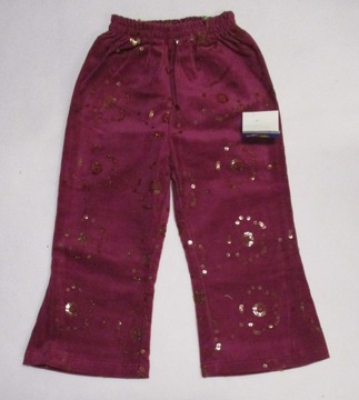 Spodnie dzwony sztruksowe bordowe z cekinami 98