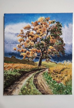 Obraz ręcznie malowany na płótnie tytuł "Jesień"