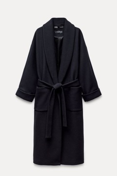 ZARA WOMAN płaszcz wełna MANTECO XS 34 wiązany