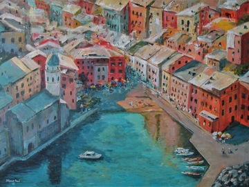 Pejzaż włoski, Obraz włoski Vernazza, Cinque Terre