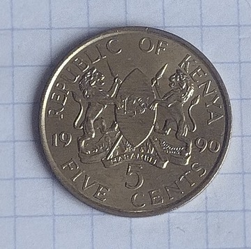 (656) Kenia 5 centów 1990 UNC