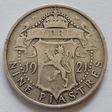 Cypr 9 piastrów 1921 srebro #1