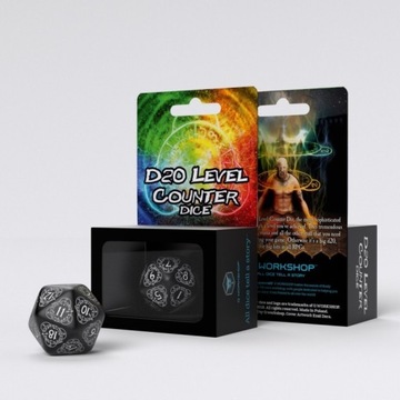 D20 Level Counter Dice Black&White 