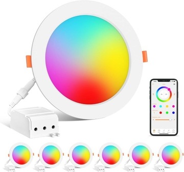Wpuszczana lampa sufitowa Alexa,RGB i ciepłą bielą